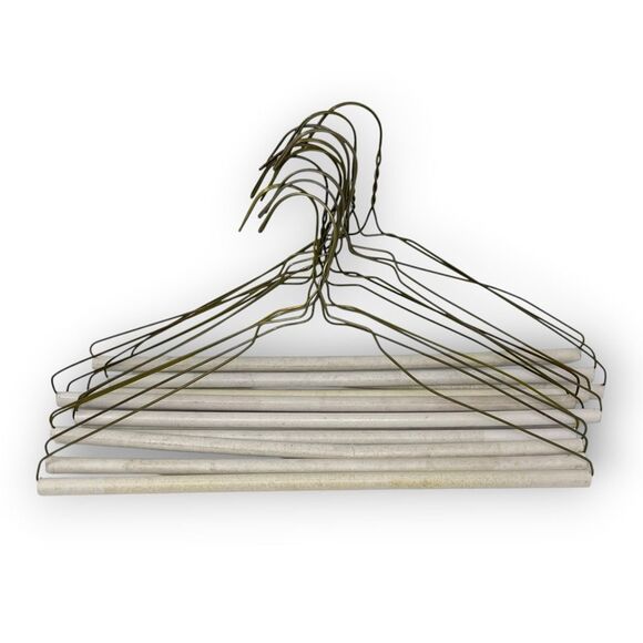 No Brand Other - 12 Vintage Wire Metal Clothes Clothing Hangers Dresses Shirts MCM Cardboard Rod